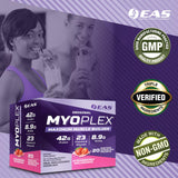 Emballage EAS Myoplex avec 20 sachets, pratique pour les déplacements.