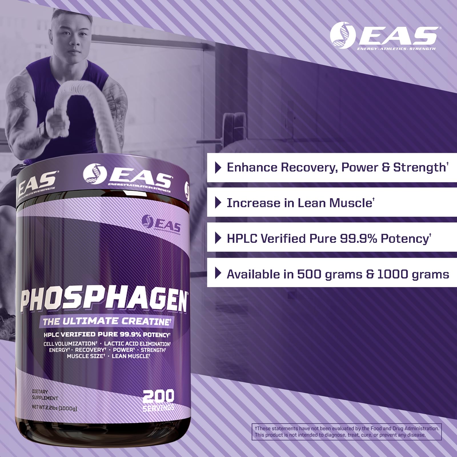 Poudre EAS Phosphagen Ultimate prête à se mélanger dans un récipient.