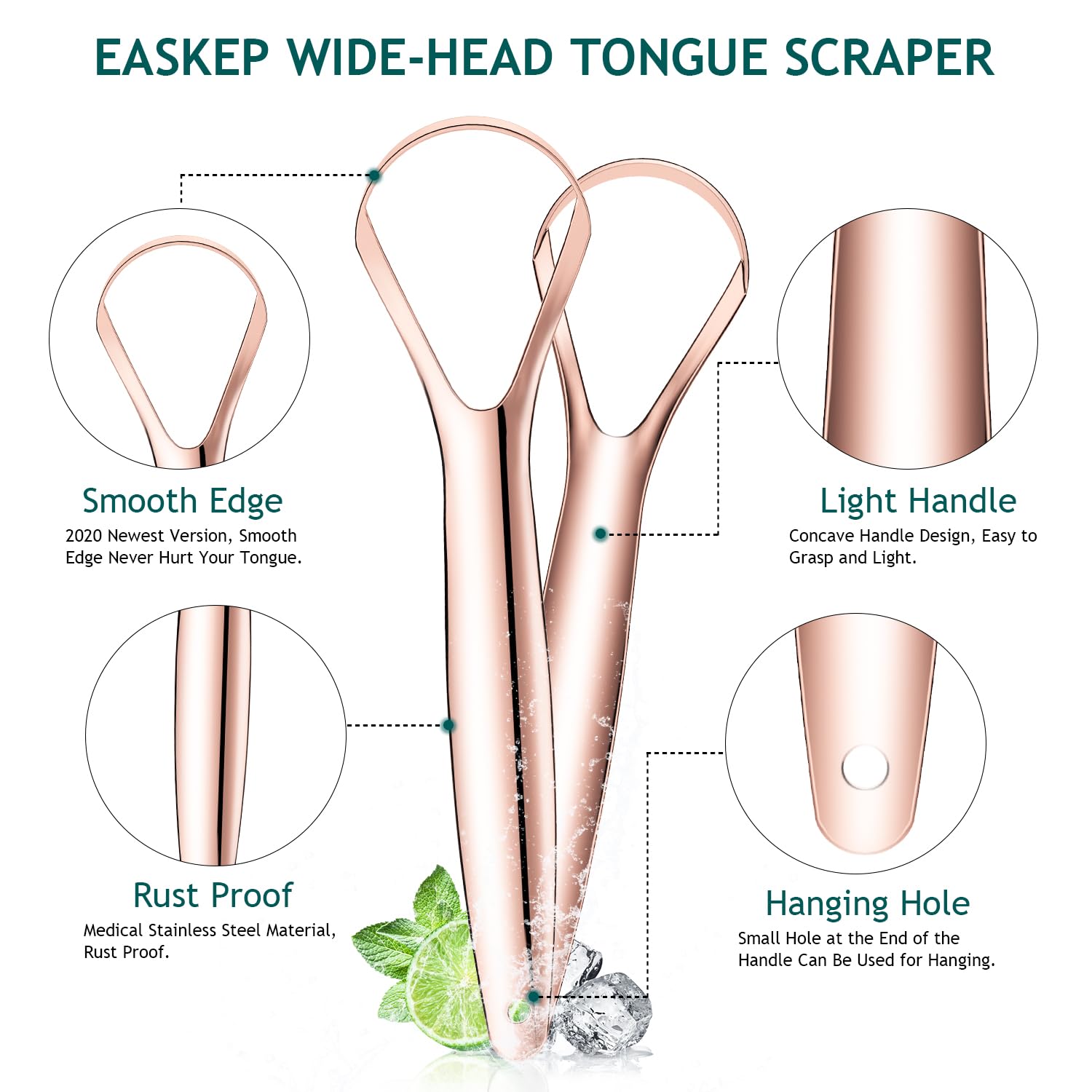 Utilisation quotidienne du grattoir langue Easkep, routine d'hygiène buccale.