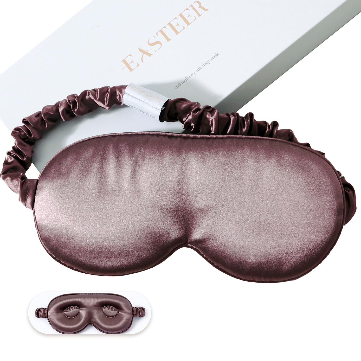 Masque EASTEER en soie 22 momme 3D violet, douceur luxueuse pour le sommeil.