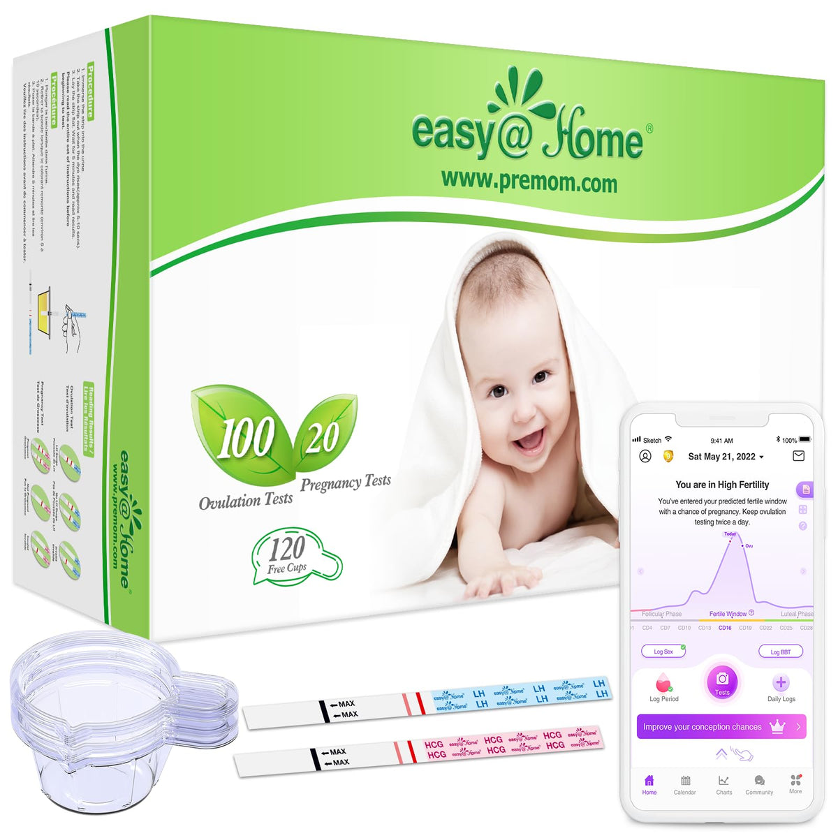 Easy@Home kit-test-ovulation-100 pour suivre facilement les jours fertiles.