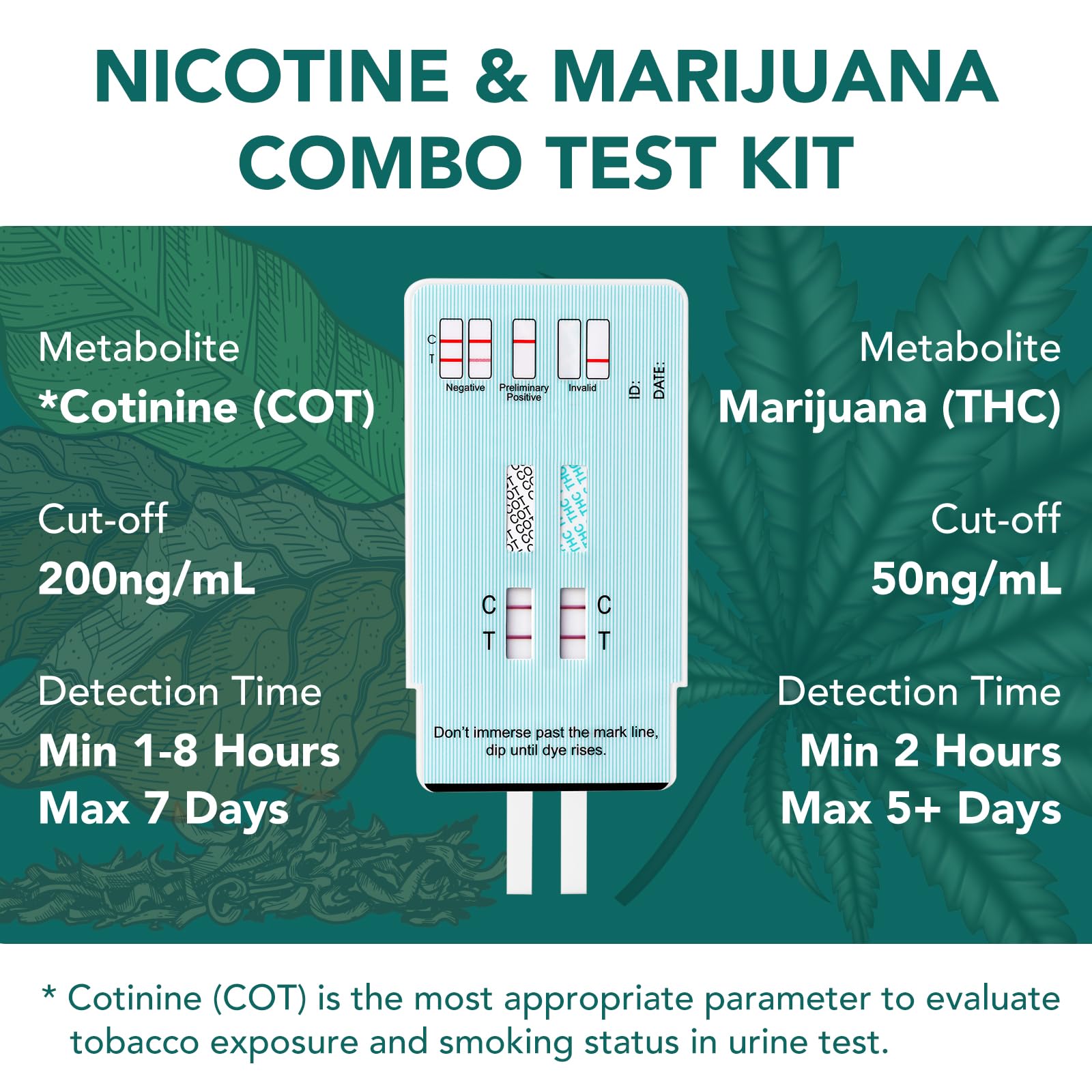 Easy@Home bandelette urinaire dépistage THC nicotine, résultats rapides.