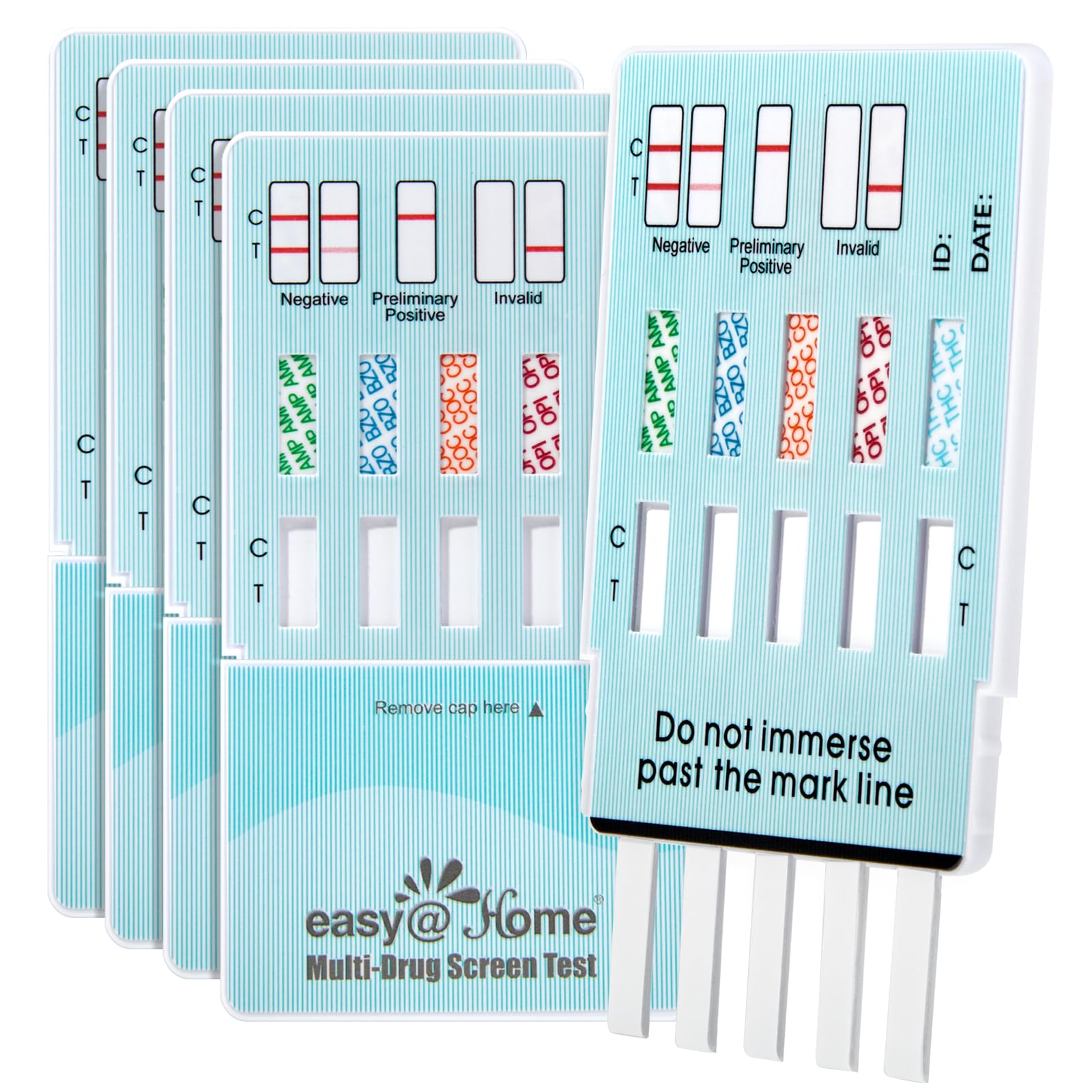 Easy@Home emballage du kit urinaire 5-panel, utilisation discrète à domicile.