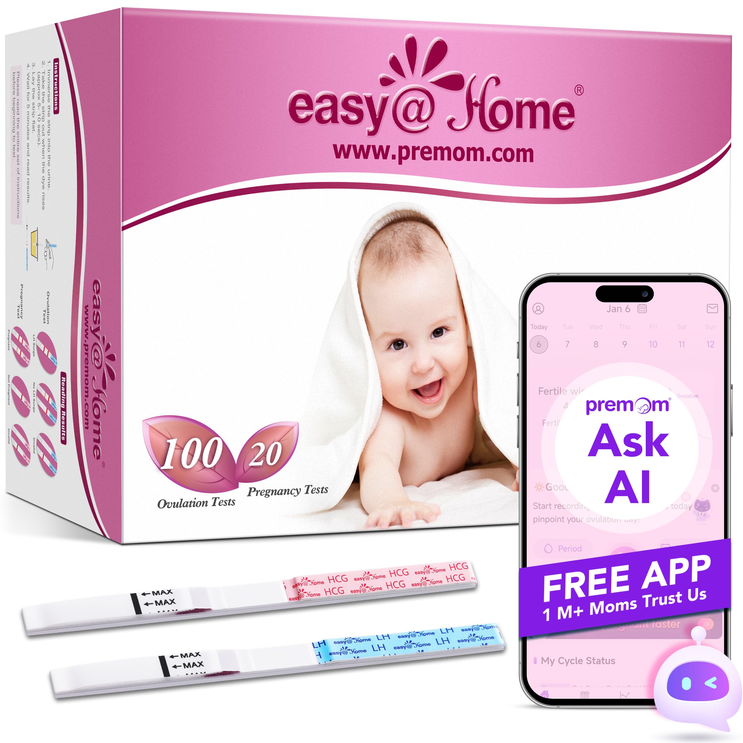 Easy@Home kit tests ovulation et grossesse, pratique pour planifier vos jours fertiles.