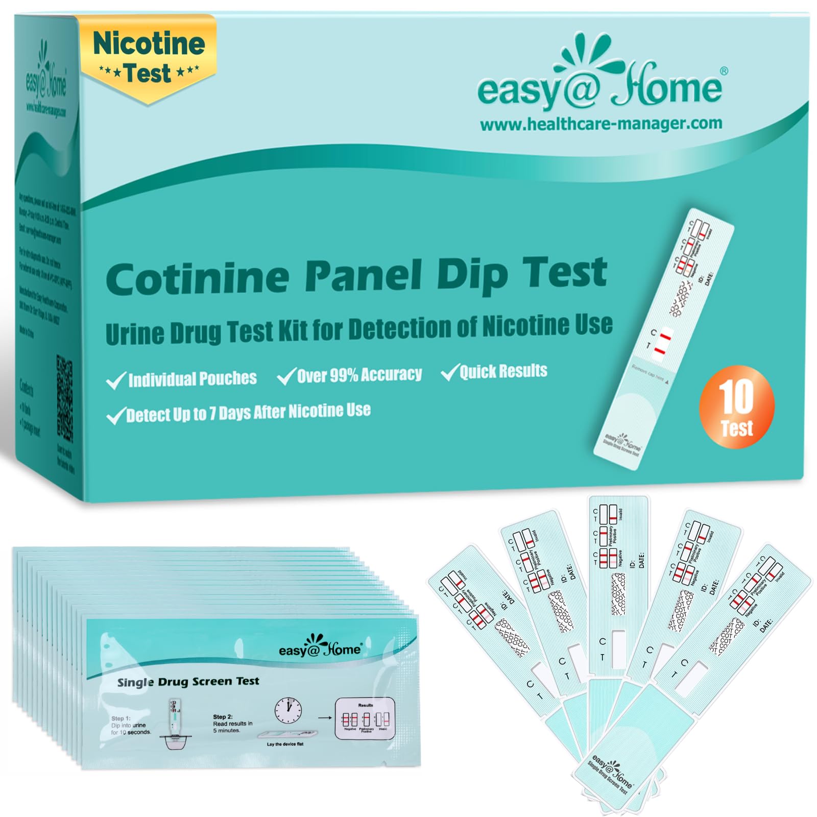 Easy@Home kit dépistage nicotine en urine, détection rapide et pratique à domicile.
