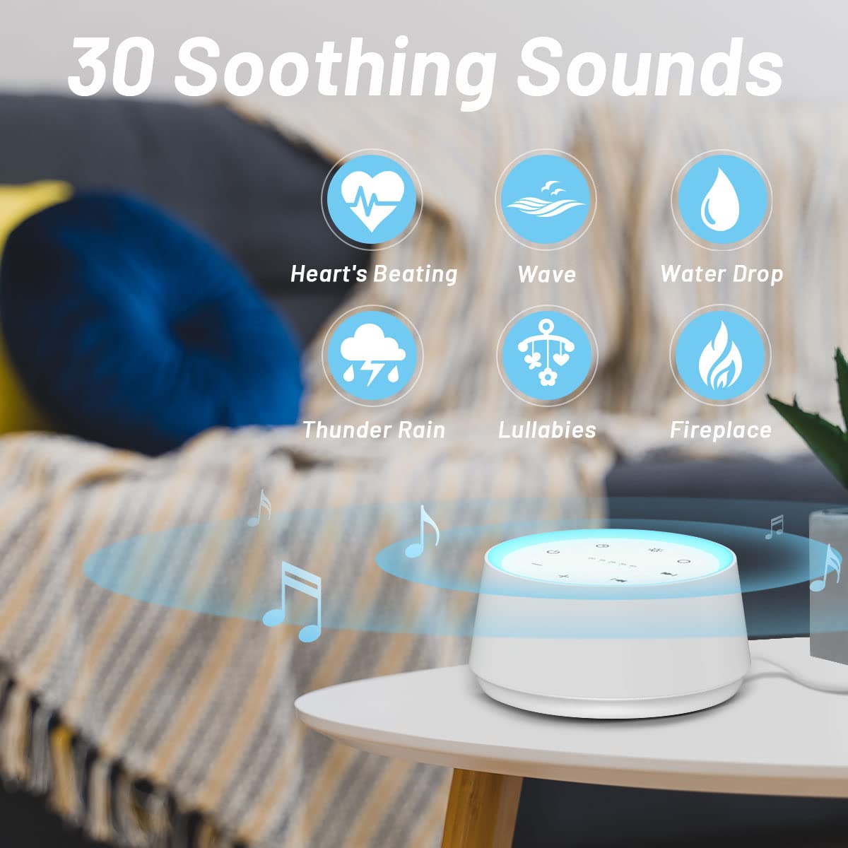EasyHome Sleep Sound Machine, 12 éclairages nocturnes pour une ambiance doucе et sécurisante.