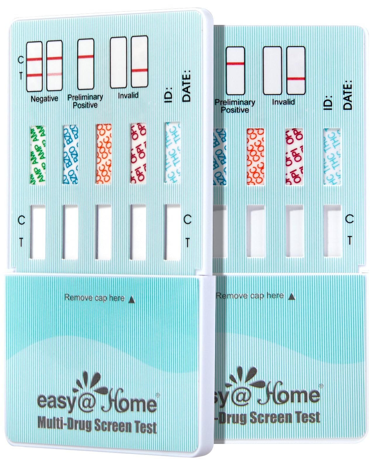 Easy@Home test drogues 5-panneaux emballage sécurisé et prêt à l’emploi.