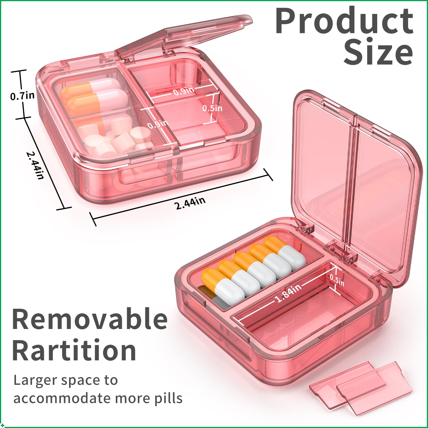 Easyhope boîte pilules avec diviseurs amovibles, organisation flexible.