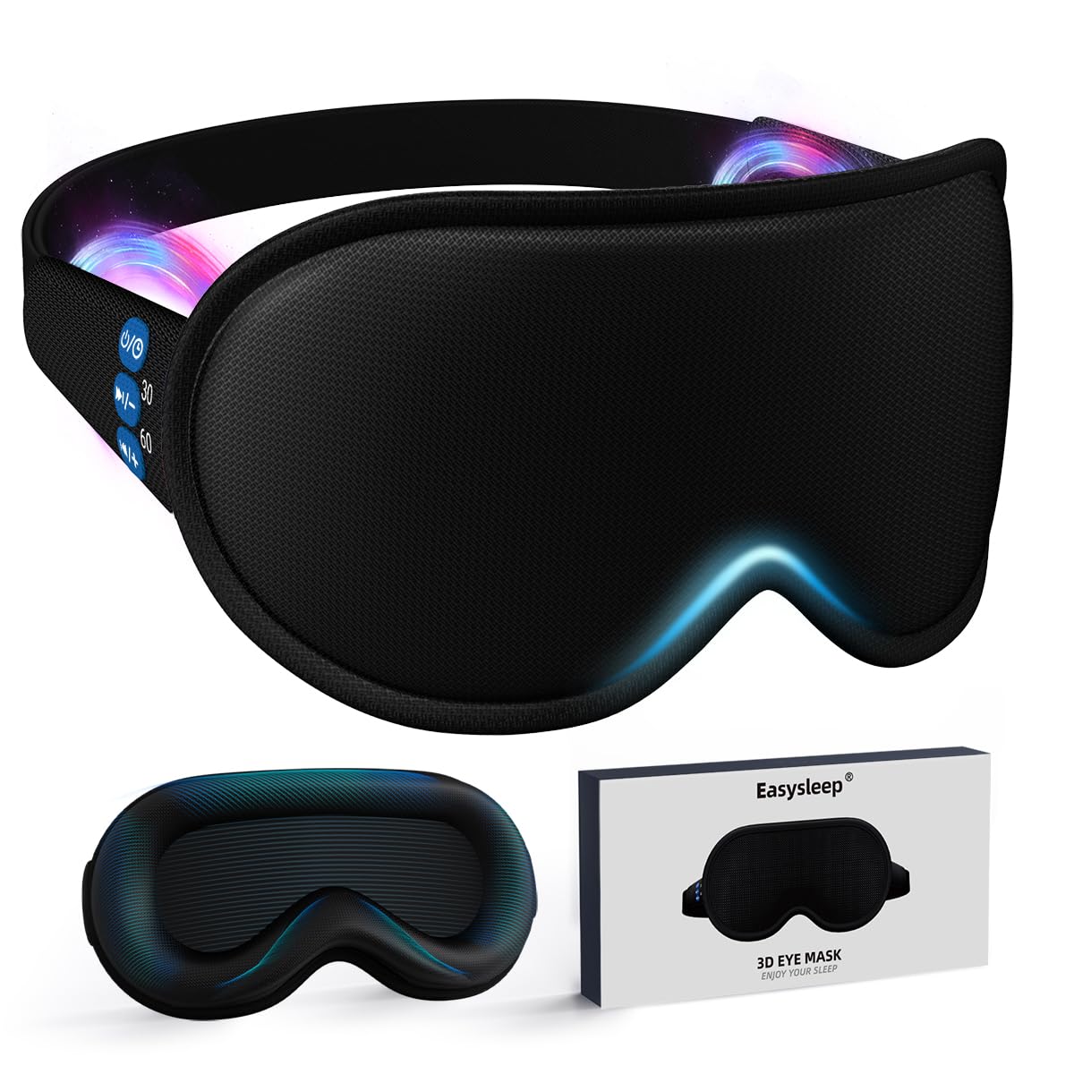 Easysleep masque sommeil 3D contouré, ajustement sans pression pour les yeux