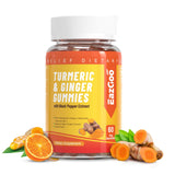 Gommes EAZGOO Curcuma, bouteille orange, faciles à prendre au quotidien.