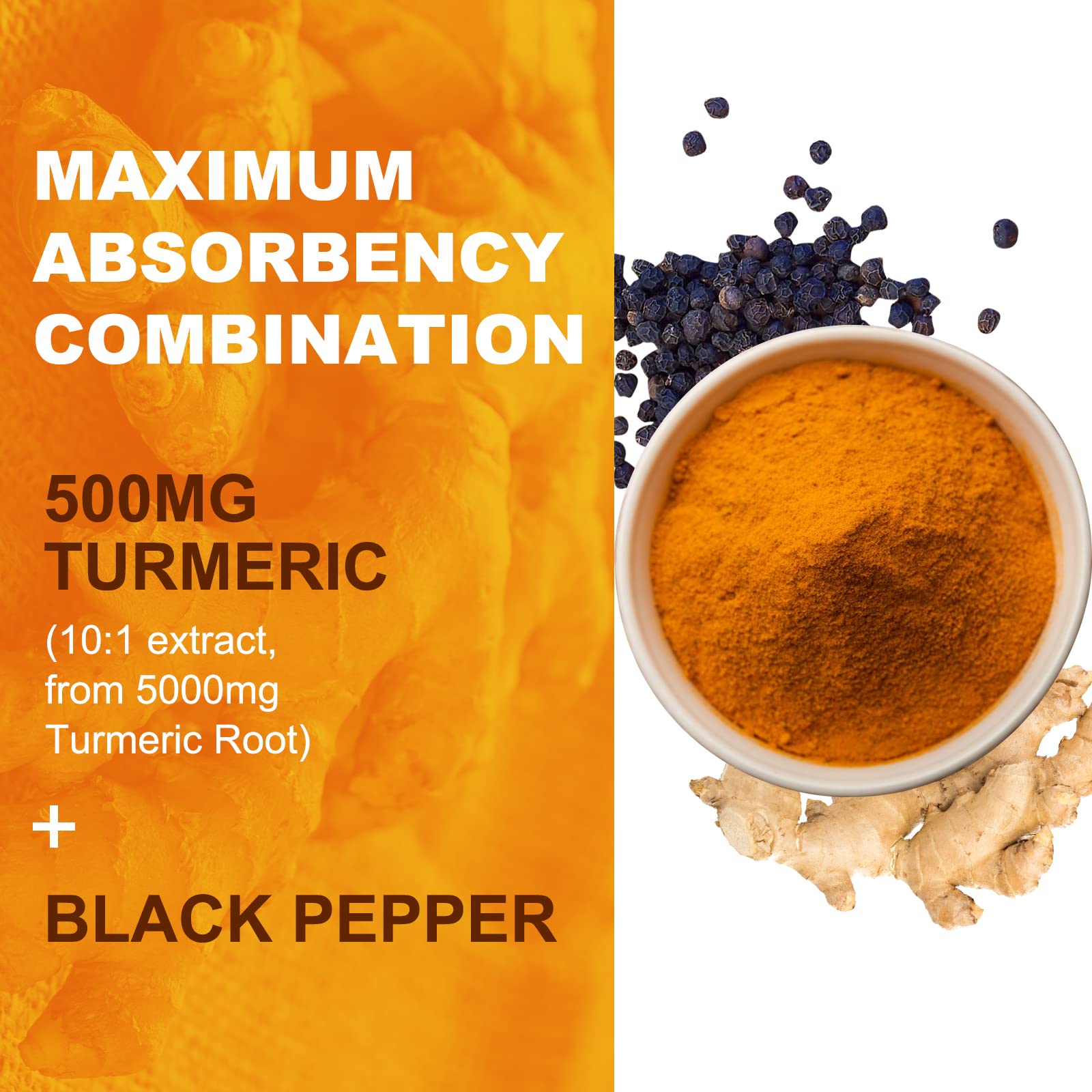 Gommes EAZGOO Curcuma avec Poivre Noir, absorption potentielle améliorée.