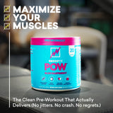 EBOOST POW doseur et gobelet montrant l'effervescence parfaite avant l'entrainement.