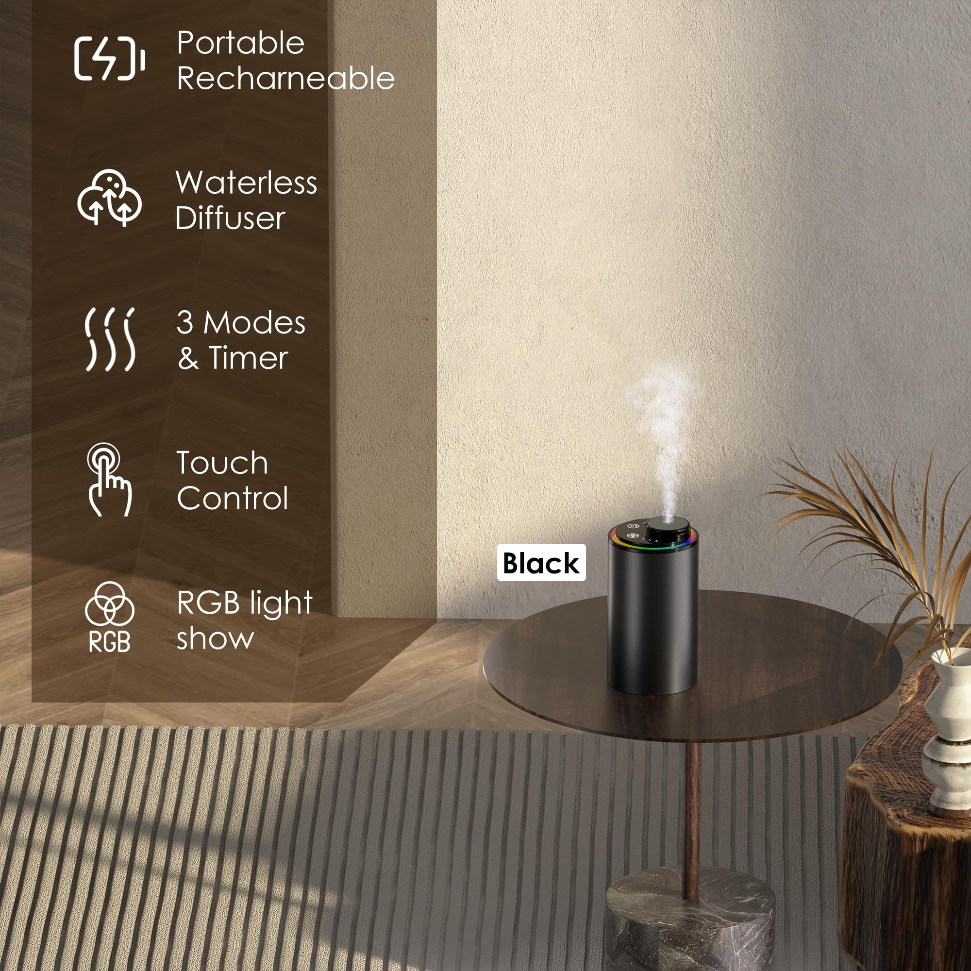 Ecantl diffuseur d'aromathérapie portable, idéal pour salon et bureau.