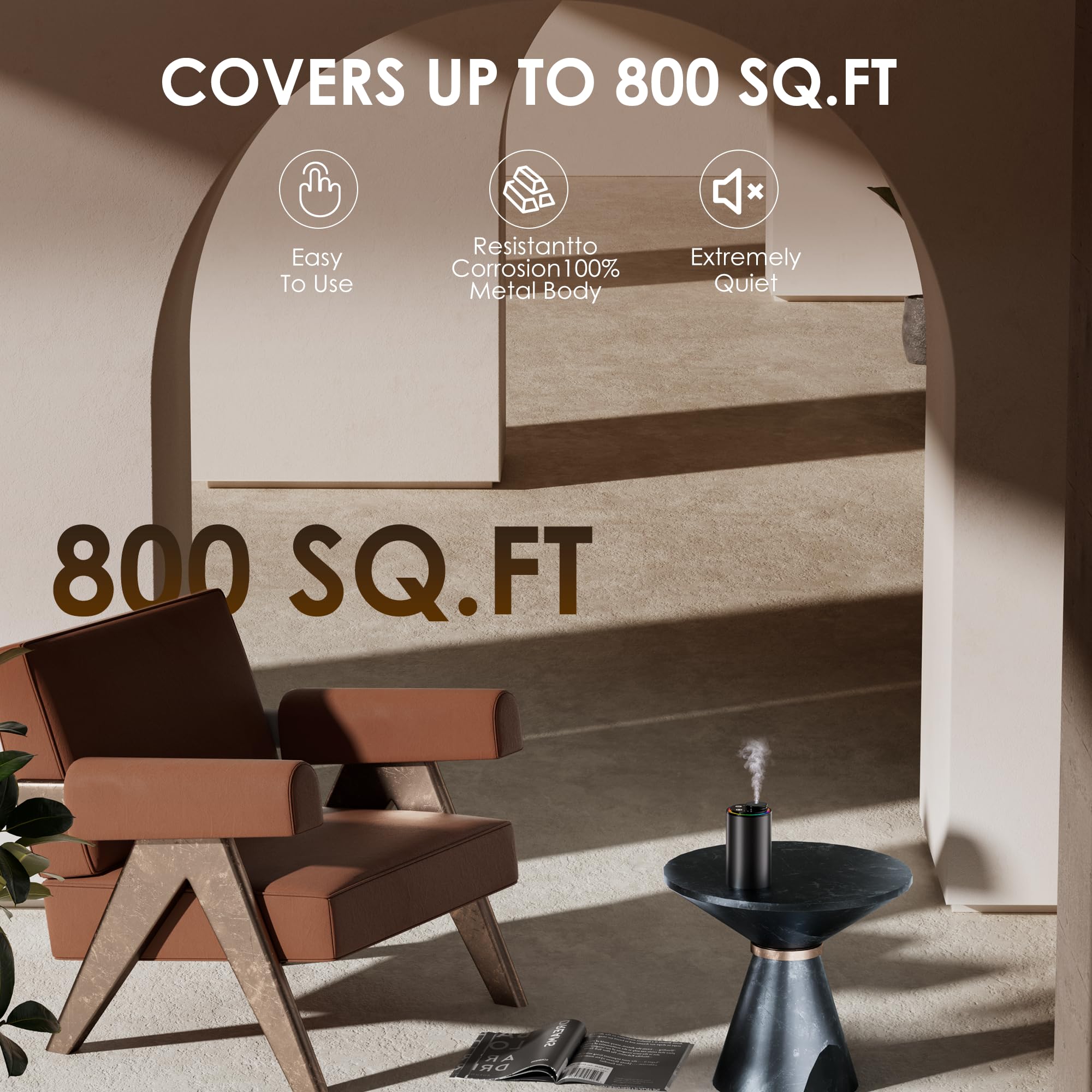 Ecantl diffuseur couvre jusqu'à 800 pi² pour grandes pièces.