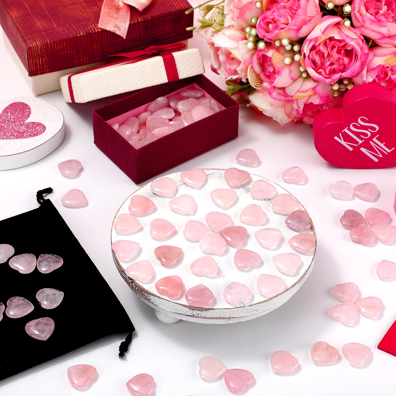 Ecation ambiance zen cœur quartz rose: favorise la détente et le calme