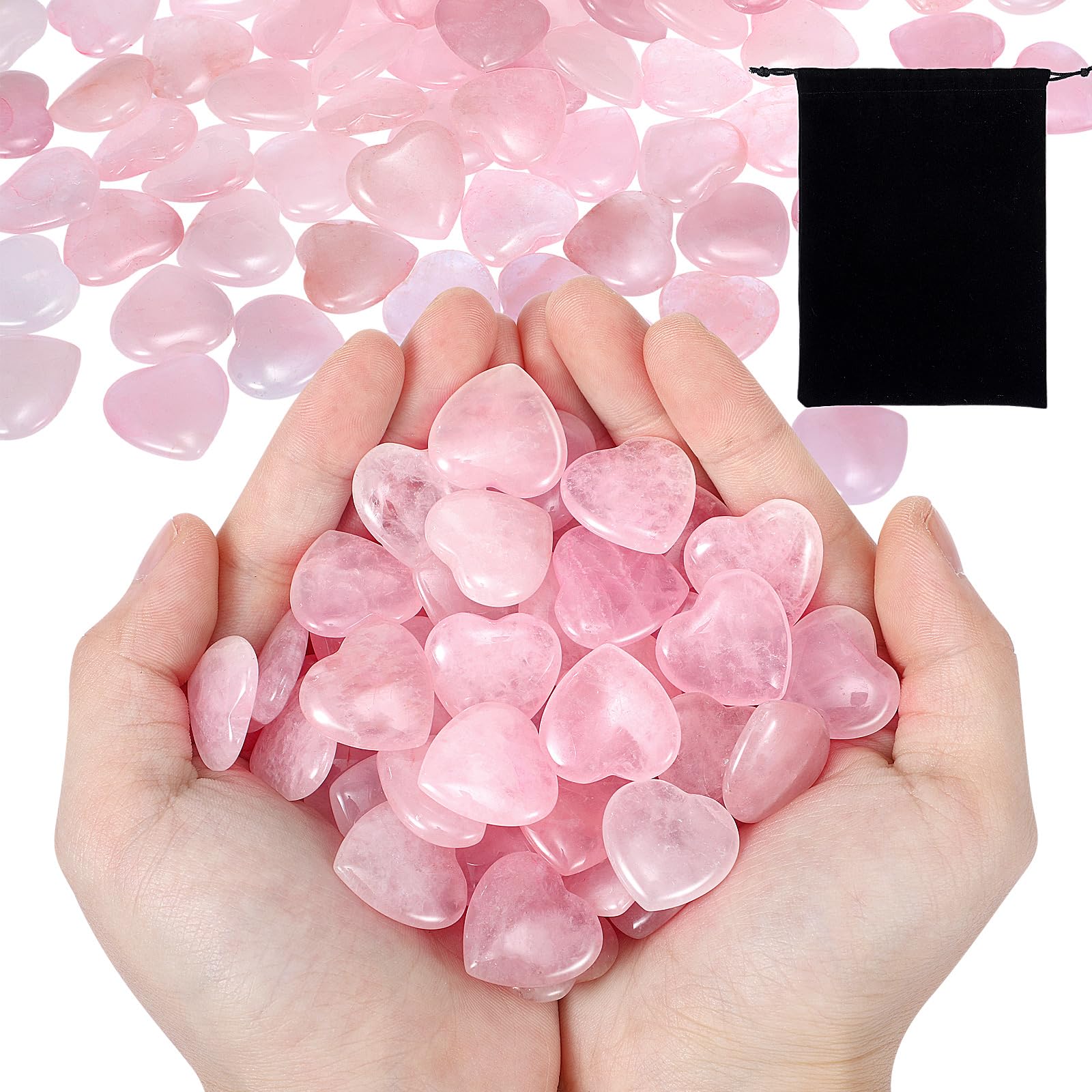 Ecation cœur quartz rose: 120 pièces pour collection et cadeaux