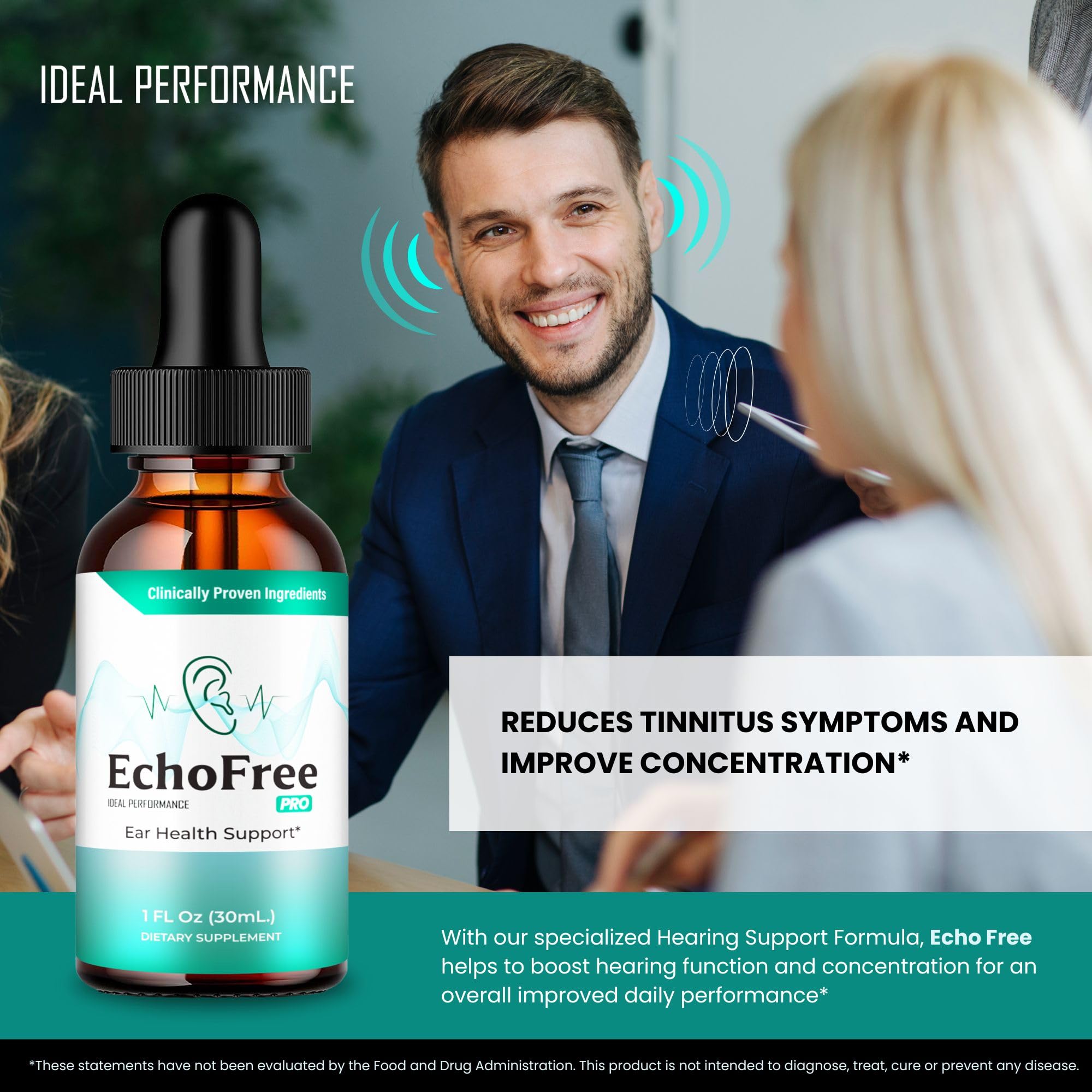 Echo Free Gouttes Tinnitus Emballage Carton : visuel élégant qui évoque simplicité et transparence.
