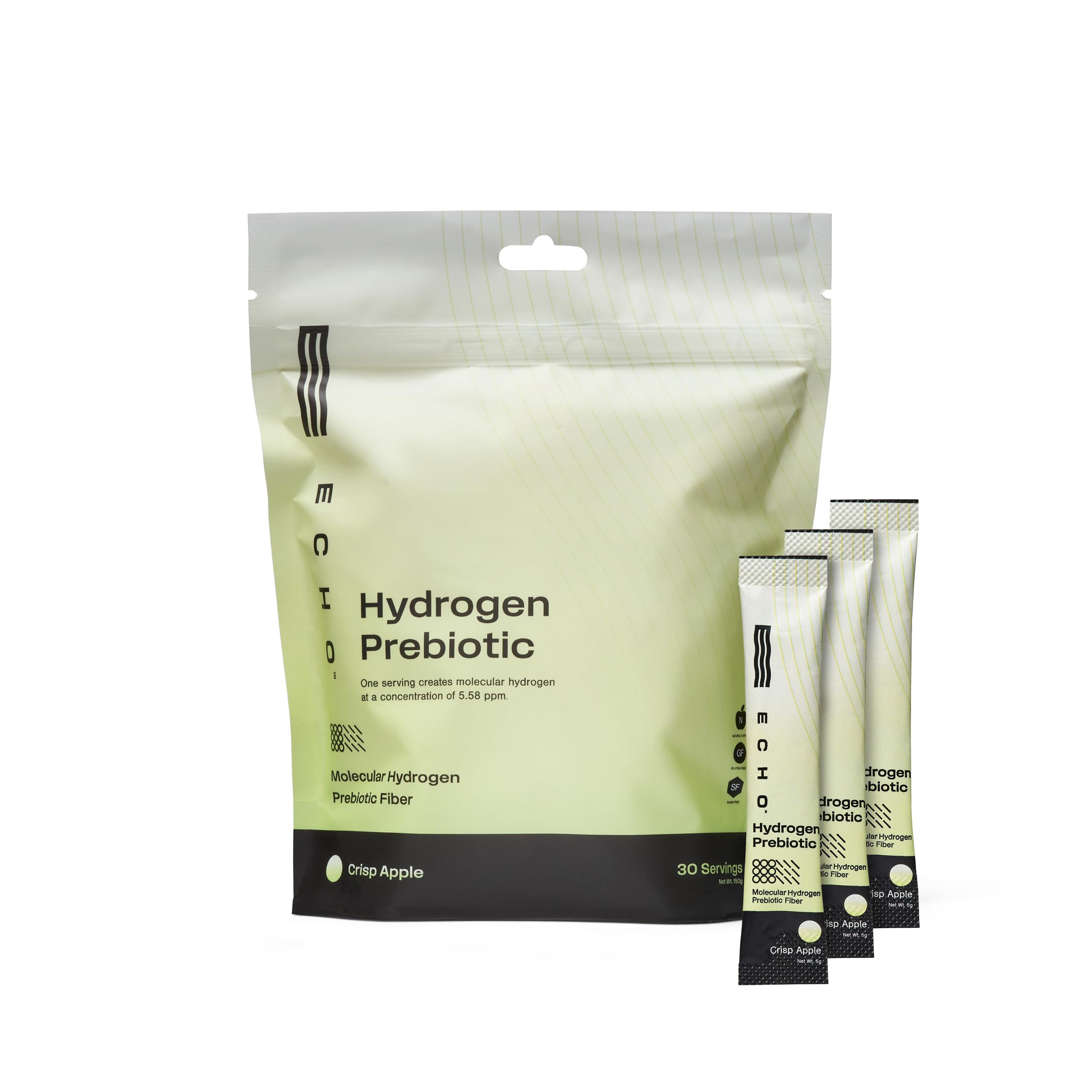 Echo Water : sachets prébiotiques hydrogène, pratique pour hydratation rapide en déplacement.