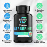 Étiquette EchoHeals Berberine, emballage clair pour une consommation consciente.