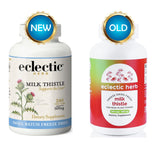 Eclectic Institute Milk Thistle: etiquette non-OGM mettant en avant l'origine naturelle.