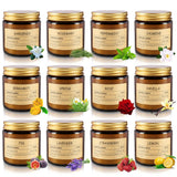 Bougie jasmin ECLHTLNY en verre marron, arôme floral apaisant.