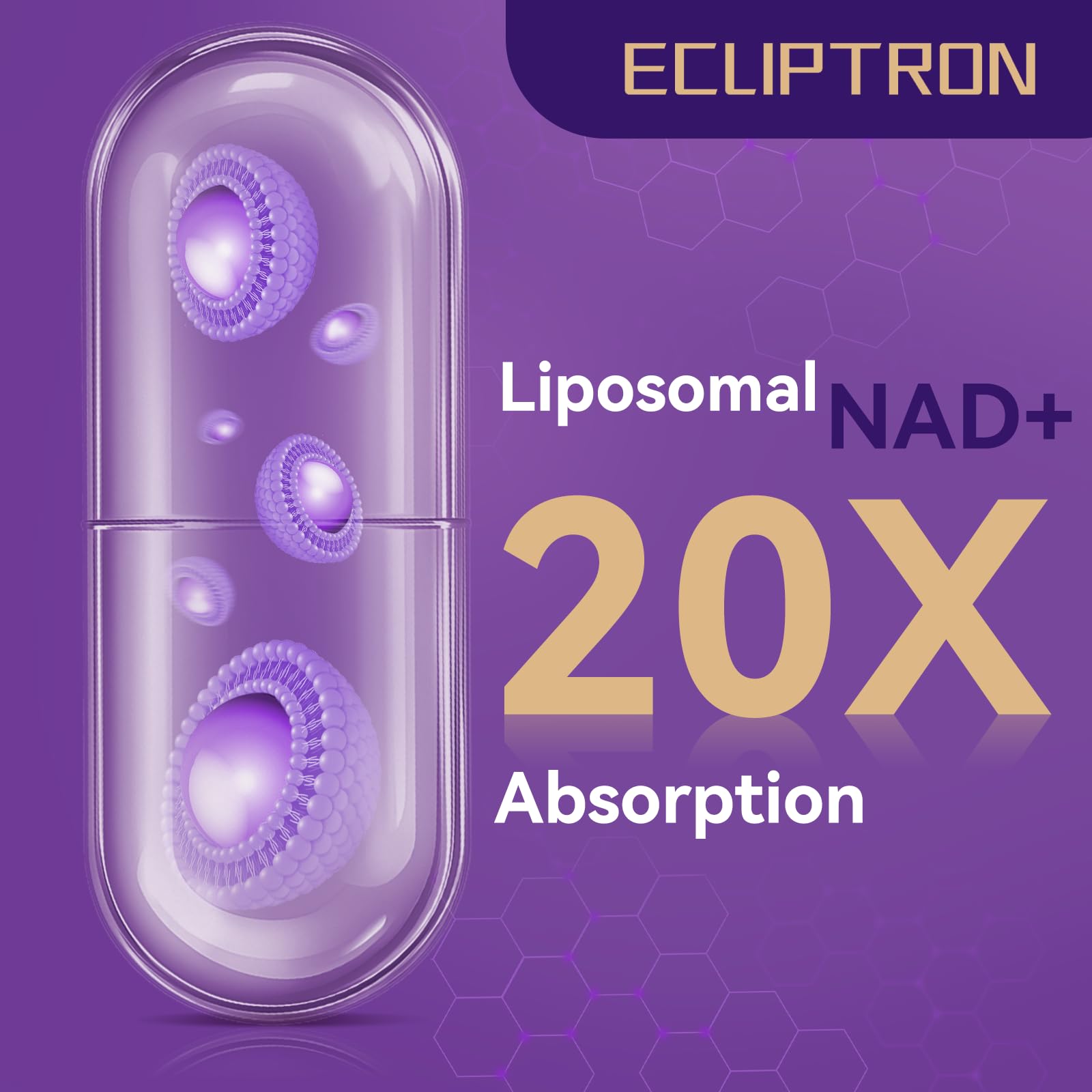 Ingrédients clés: NAD+ liposomale, riboside de nicotinamide et résveratrol.