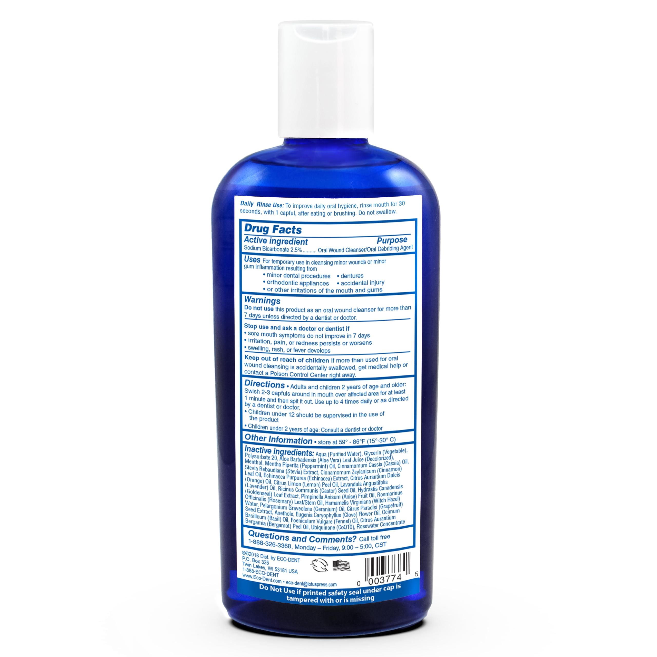 Eco-Dent bain-bouche cannelle sur table: utilisation quotidienne sans alcool