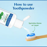 Effervescence légère avec calcium peroxyde dans la poudre Eco-Dent pour un éclat progressif.