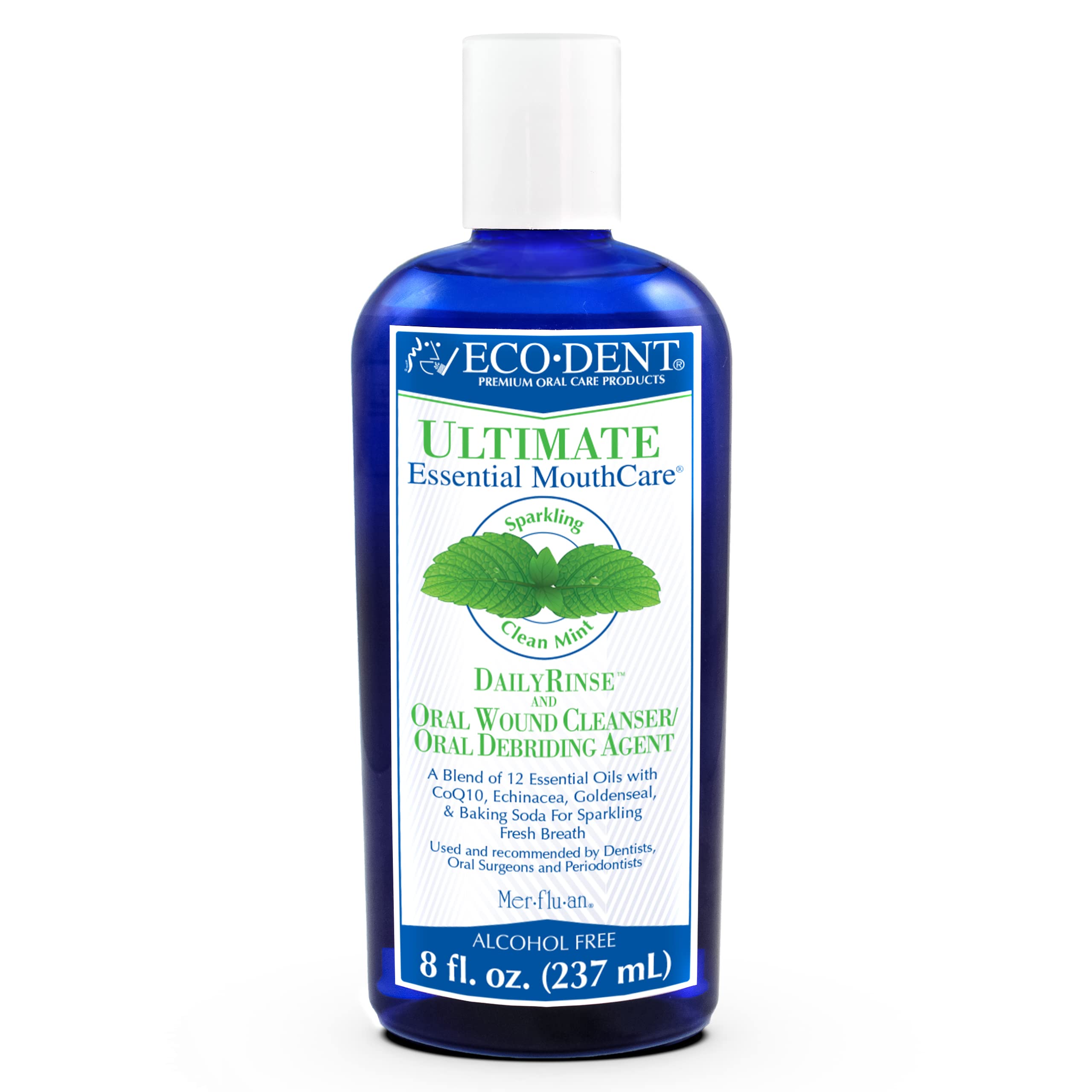 Eco-Dent rinçage quotidien en bouteille 237 ml pour haleine fraîche.