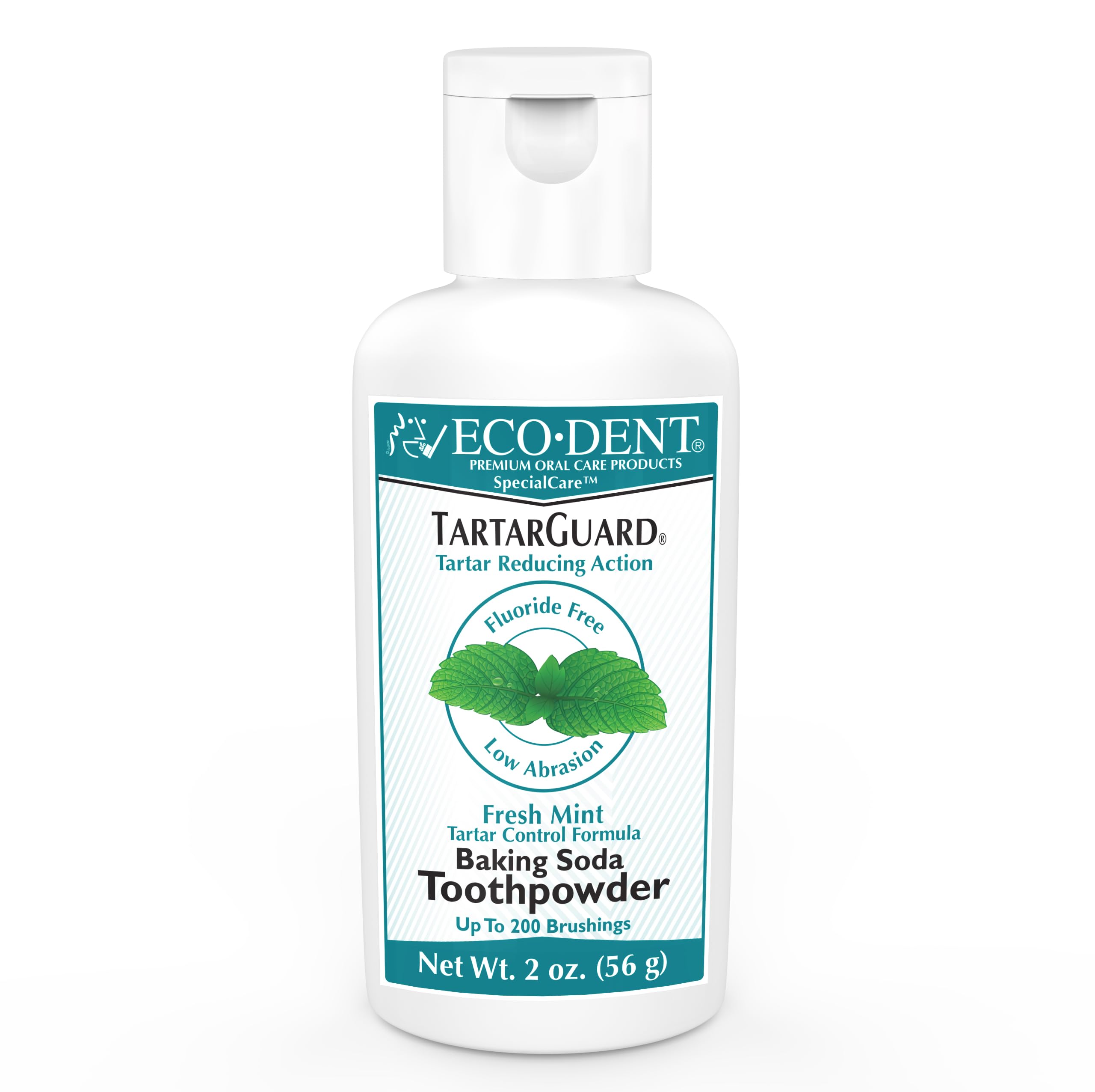 Eco-Dent TartarGuard poudre dentifrice, emballage variable, idéal pour un brossage sans fluorure.