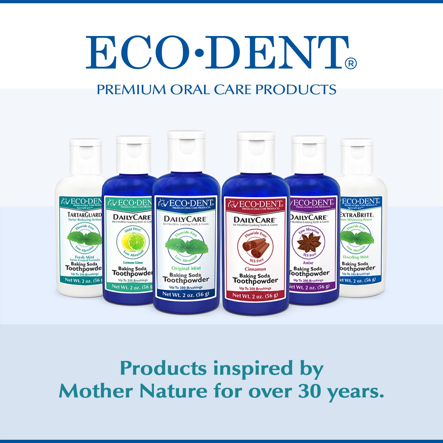 Eco-Dent TartarGuard poudre, emballage recyclable et respectueux de l'environnement.