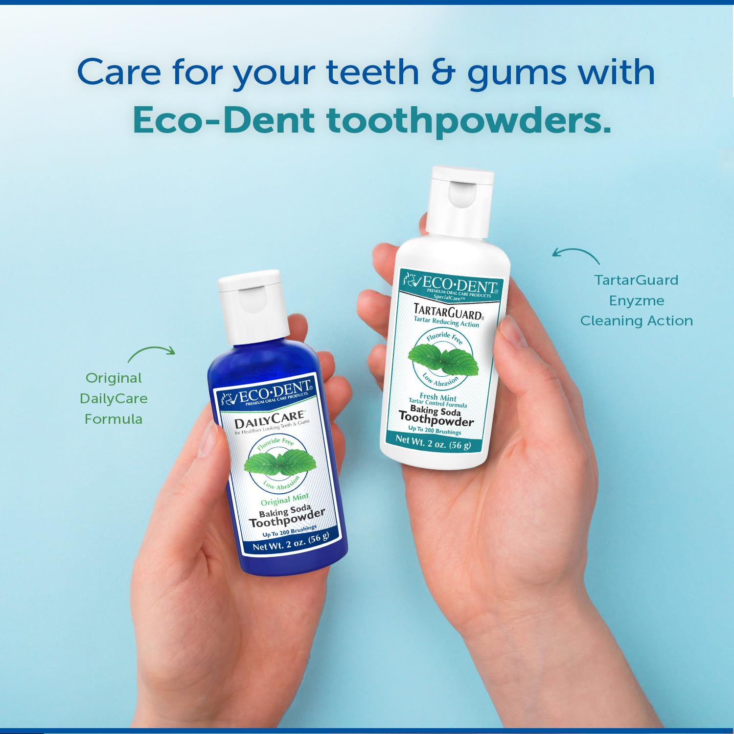 Eco-Dent TartarGuard poudre sans fluorure, alternative naturelle au dentifrice.