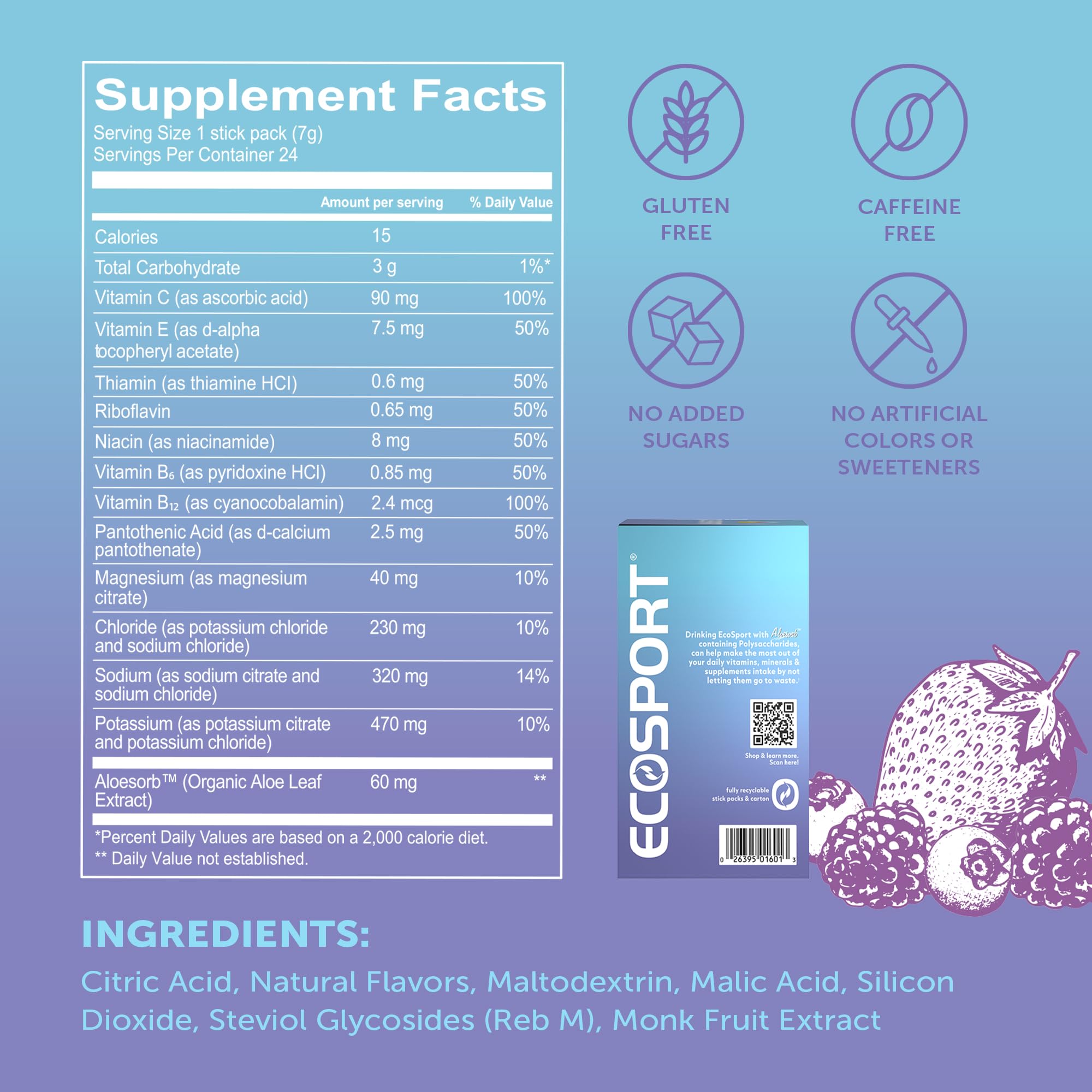EcoDrink EcoSport sachet aloé vera pour hydratation naturelle.