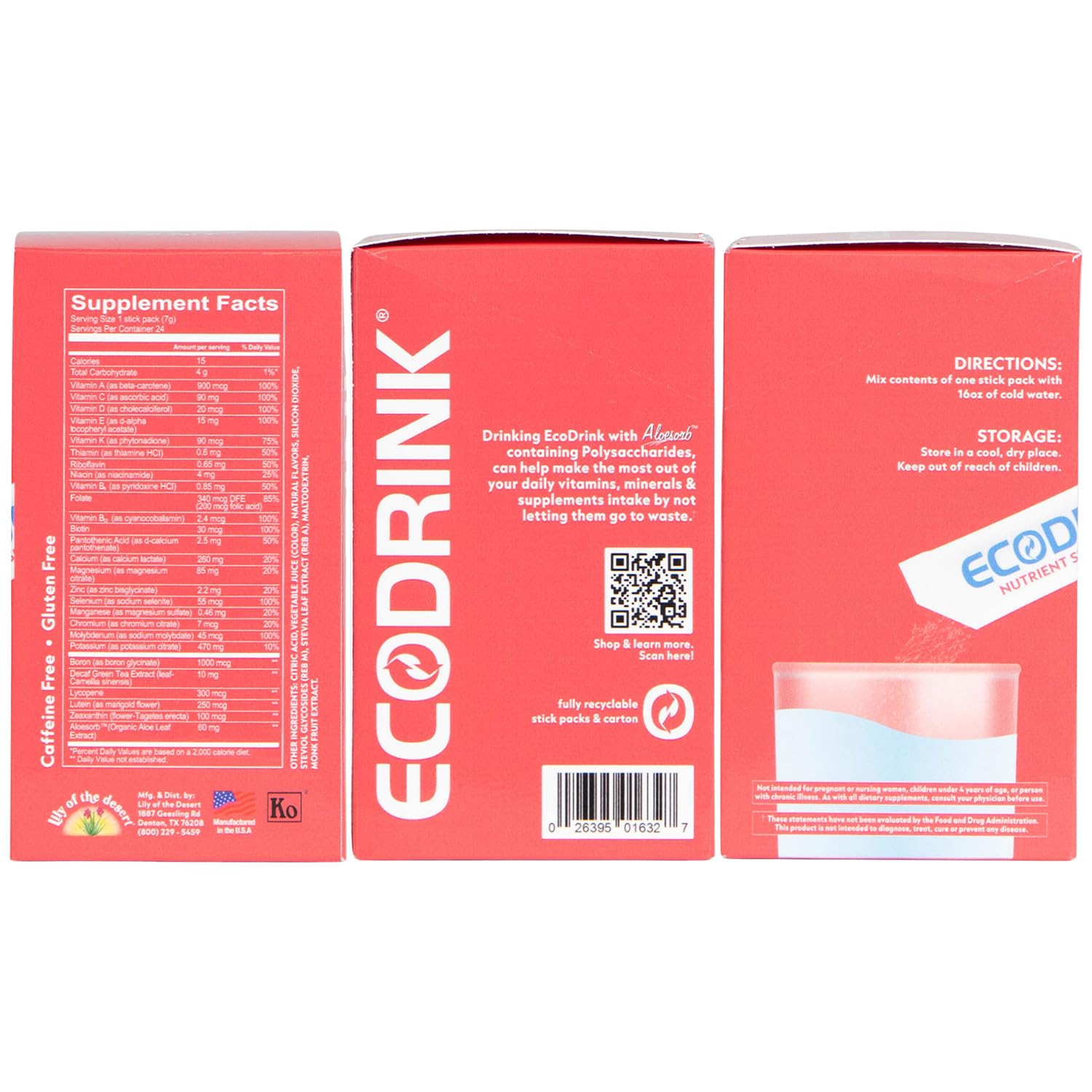Eco Drink – goût fraise citronnade, boisson naturellement sucrée.