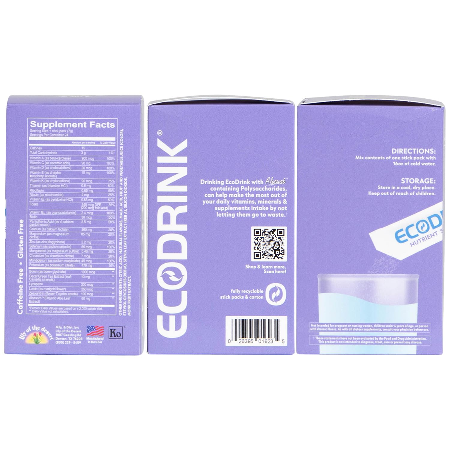 Eco Drink – goût pêche mangue, multivitamines légères.