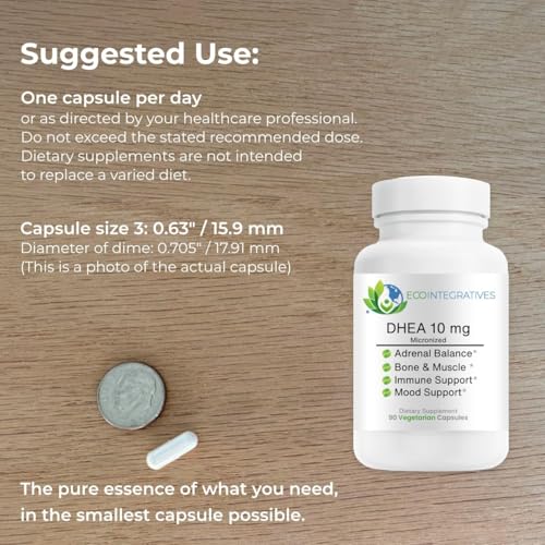 EcoIntegratives DHEA – bouteille et capsules faciles à avaler