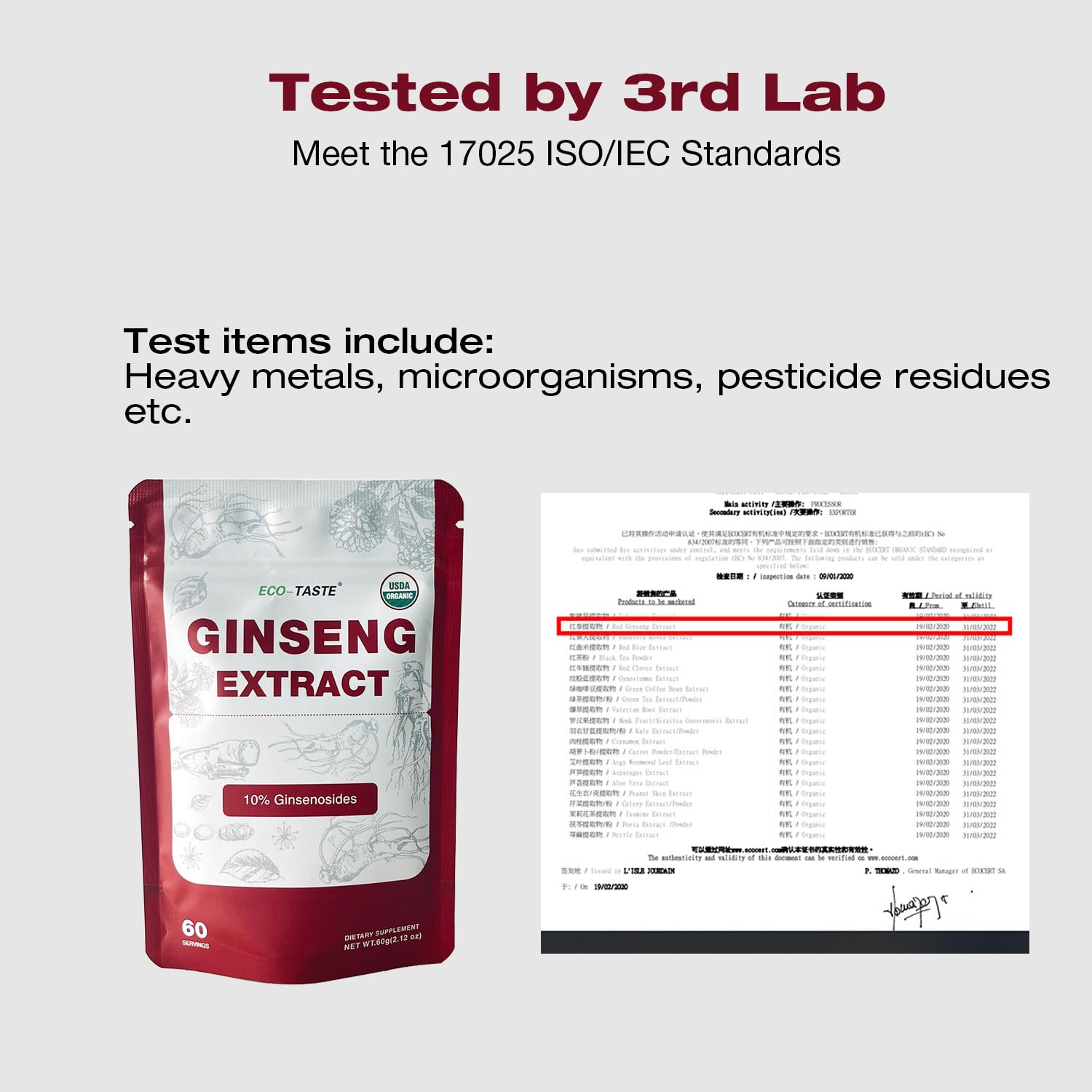Café ou boisson chaude avec ginseng Panax rouge ECO-TASTE.