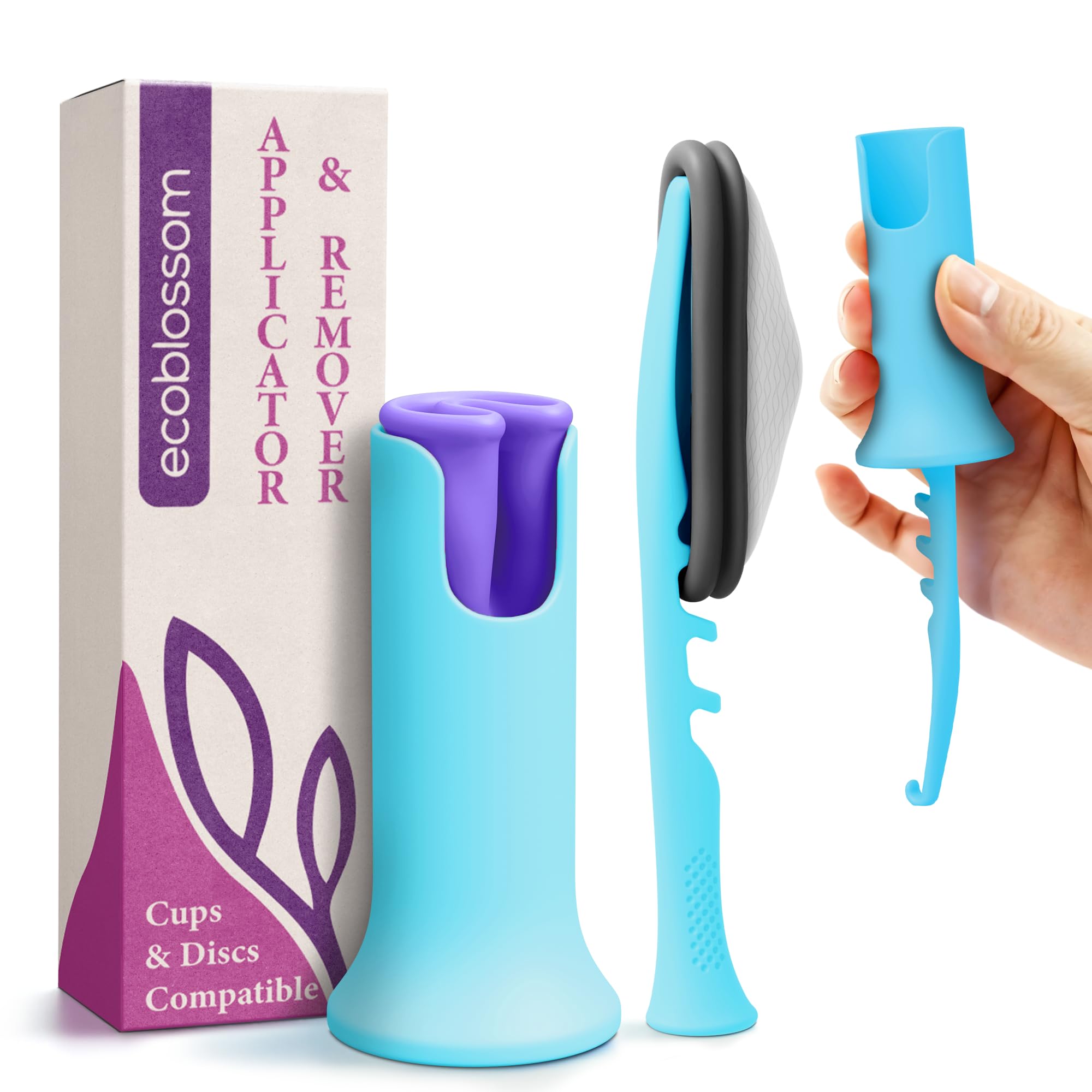 Ecoblossom applicateur pour coupe menstruelle Teal, insertion en douceur