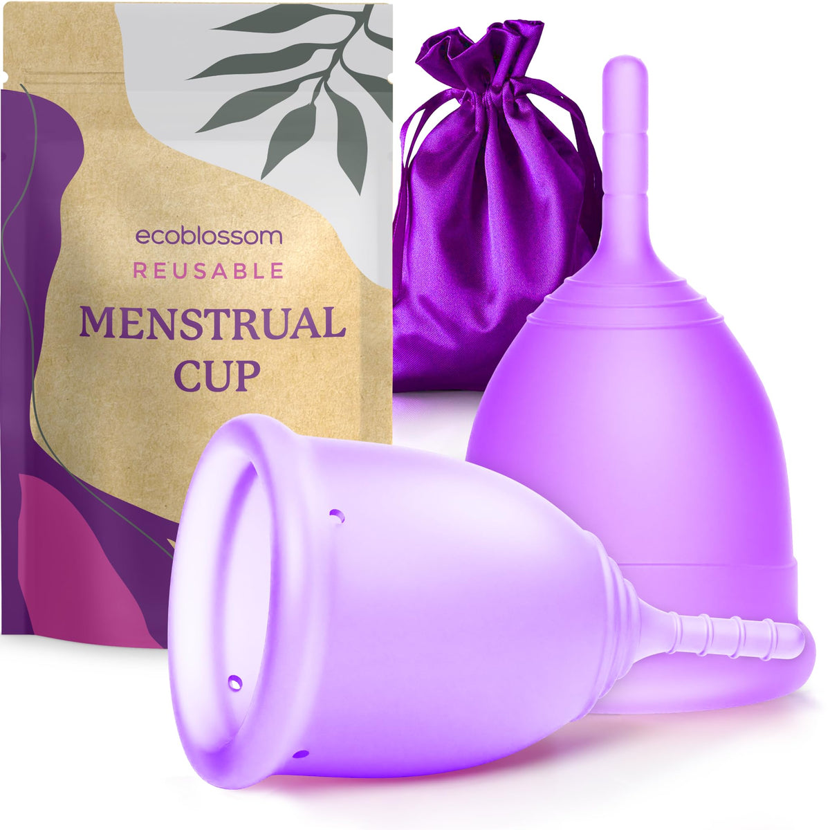 EcoBlossom Coupe menstruelle emballage — présentation discrète et durable.
