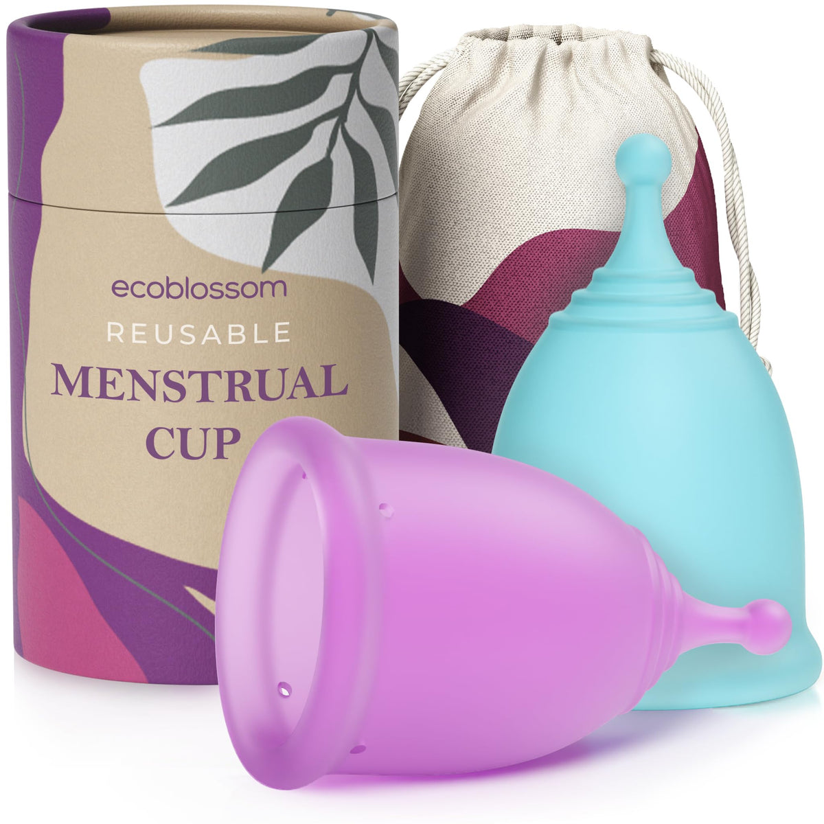 EcoBlossom coupe menstruelle emballage prêt à l'emploi et durable.