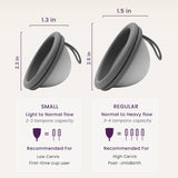 EcoBlossom disque menstruel noir – nettoyage facile et rangement pratique.