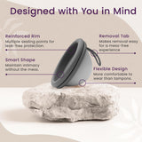 EcoBlossom disque menstruel noir – zéro déchet et alternative durable.