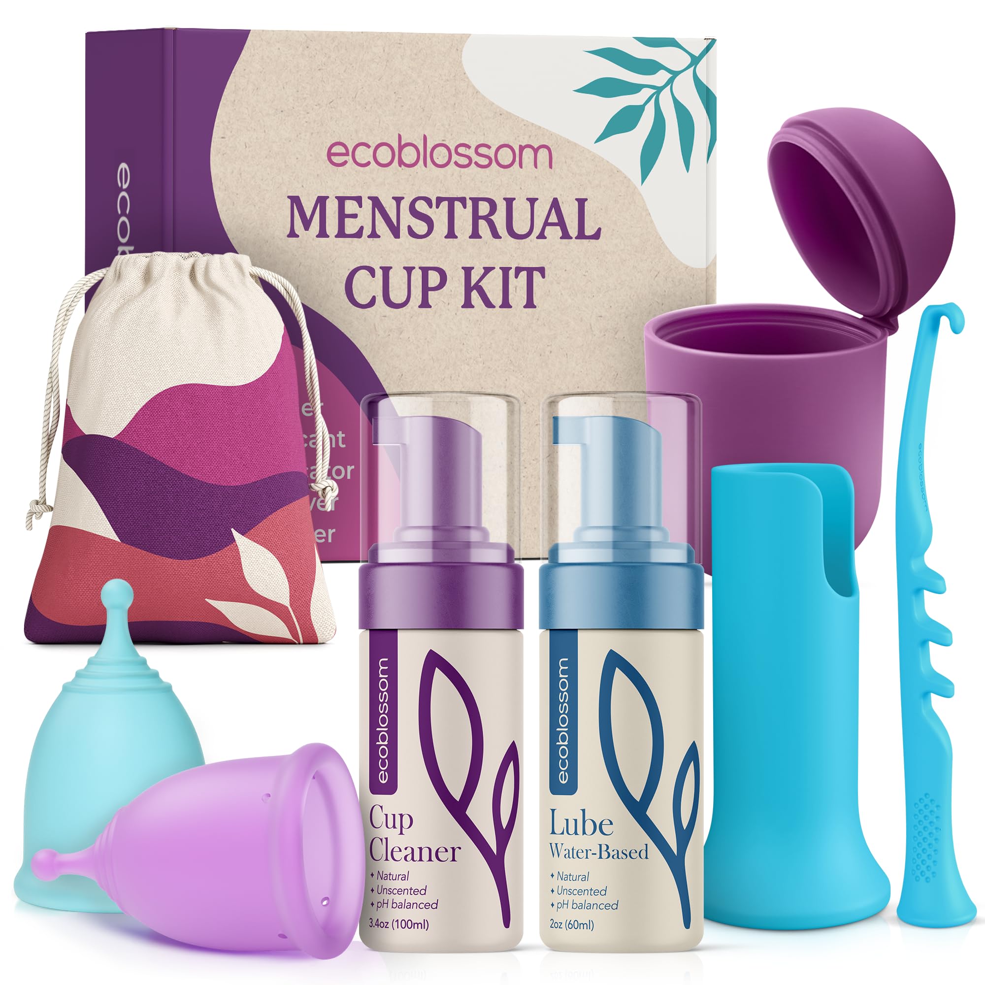EcoBlossom ensemble coupe menstruelle complète pour une routine durable et pratique.