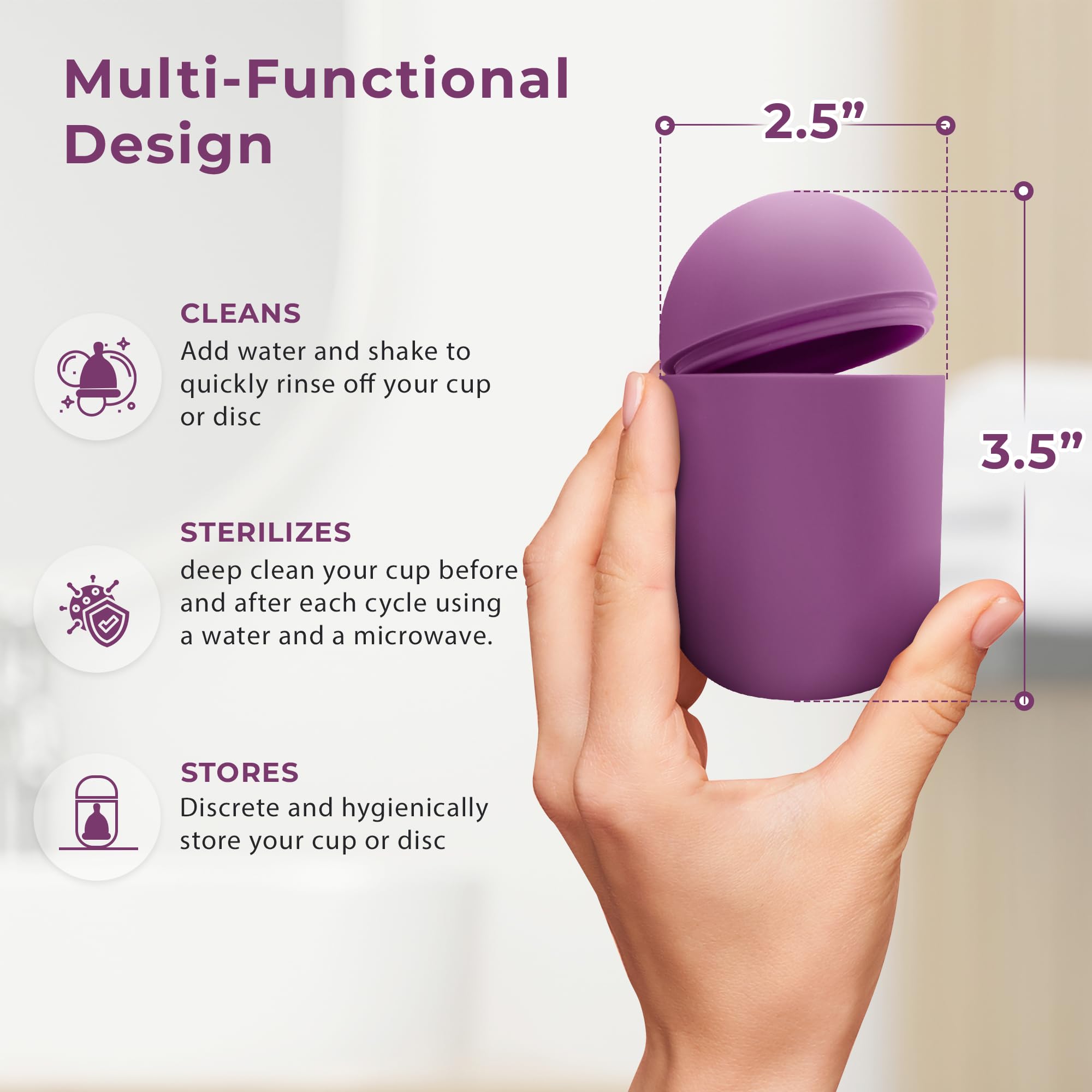 EcoBlossom support hygiénique assurant ventilation et rangement entre cycles.