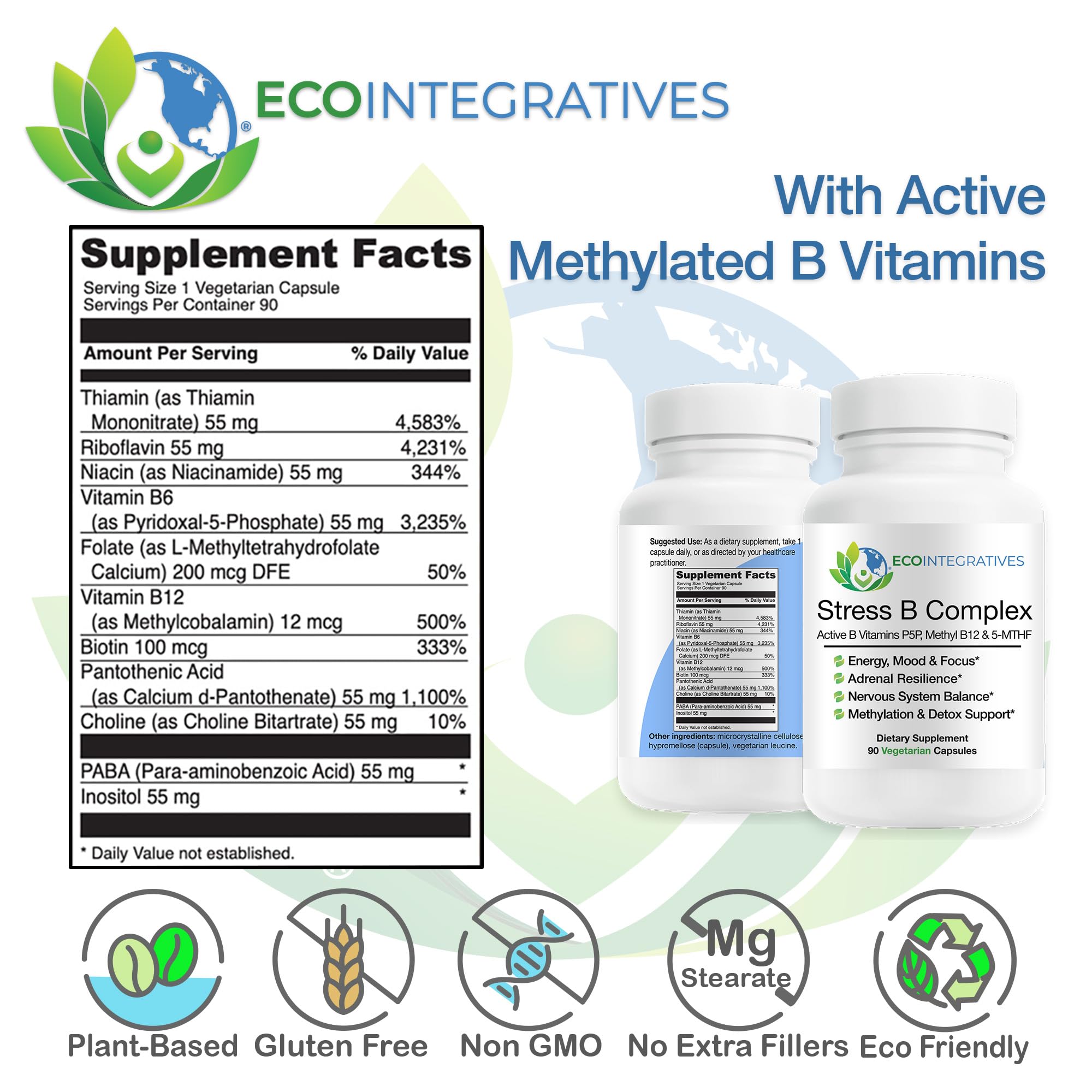 EcoIntegratives Stress B Complex – liste d'ingrédients claire et utile.