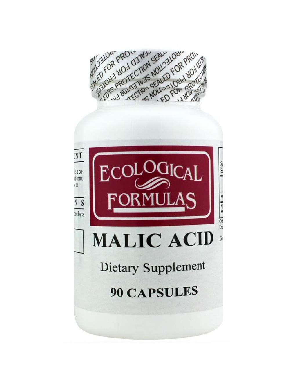 Acide malique 600 mg d'Ecological Formulas, capsules blanches, soutien potentiel des muscles et du métabolisme