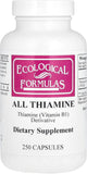 Ecological Formulas Allithiamine 50 mg, bouteille de gélules prête à une prise quotidienne pratique.