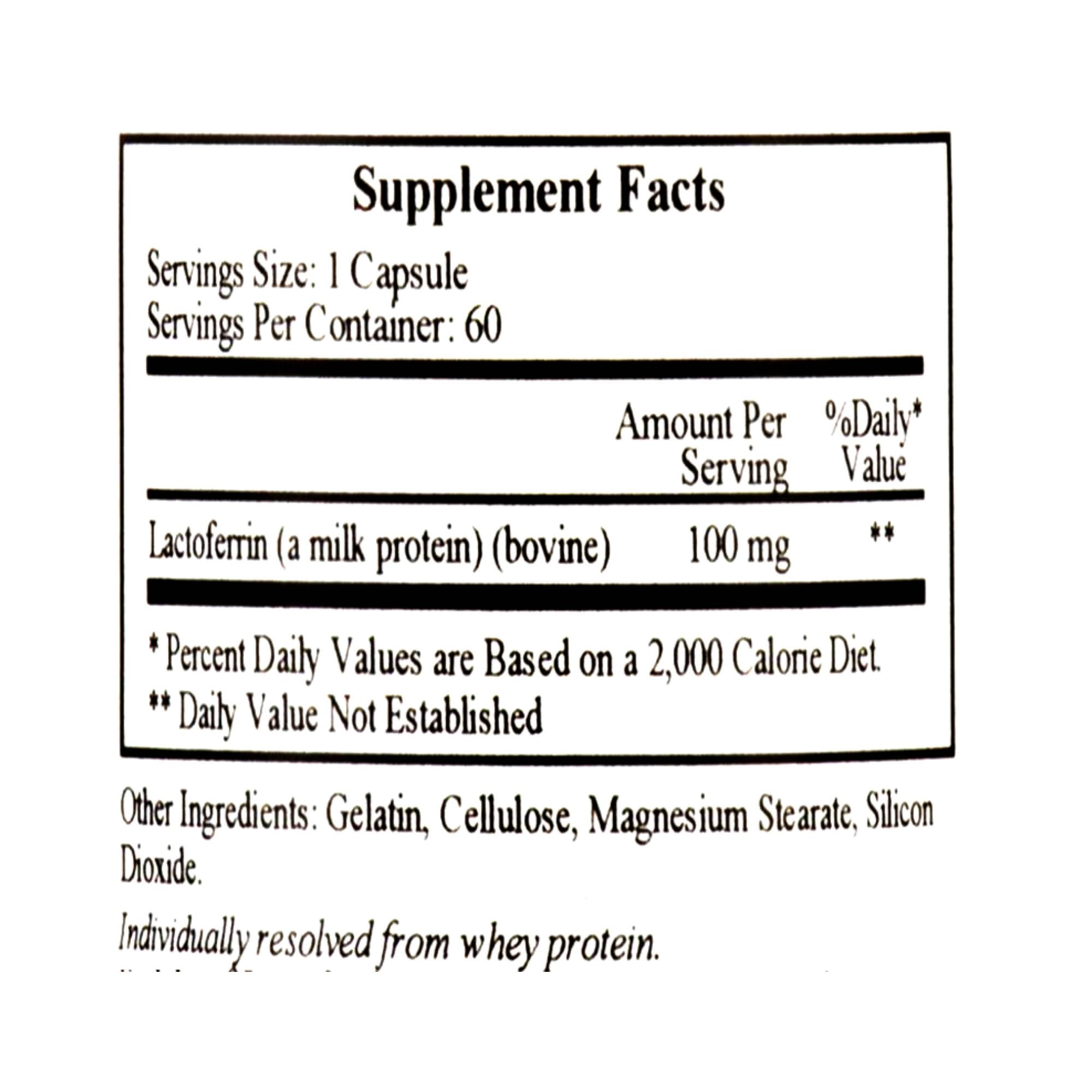 Ecological Formulas Lactoferrine 100 mg – boîte et gélules, soutien immunitaire et digestif potentiel