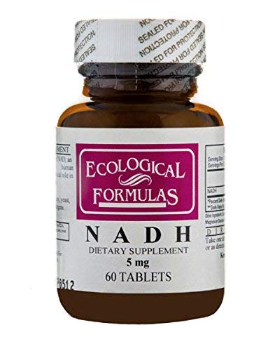 NADH 5 mg d'Écological Formulas, boîte de 60 comprimés, soutien potentiel du métabolisme énergétique.