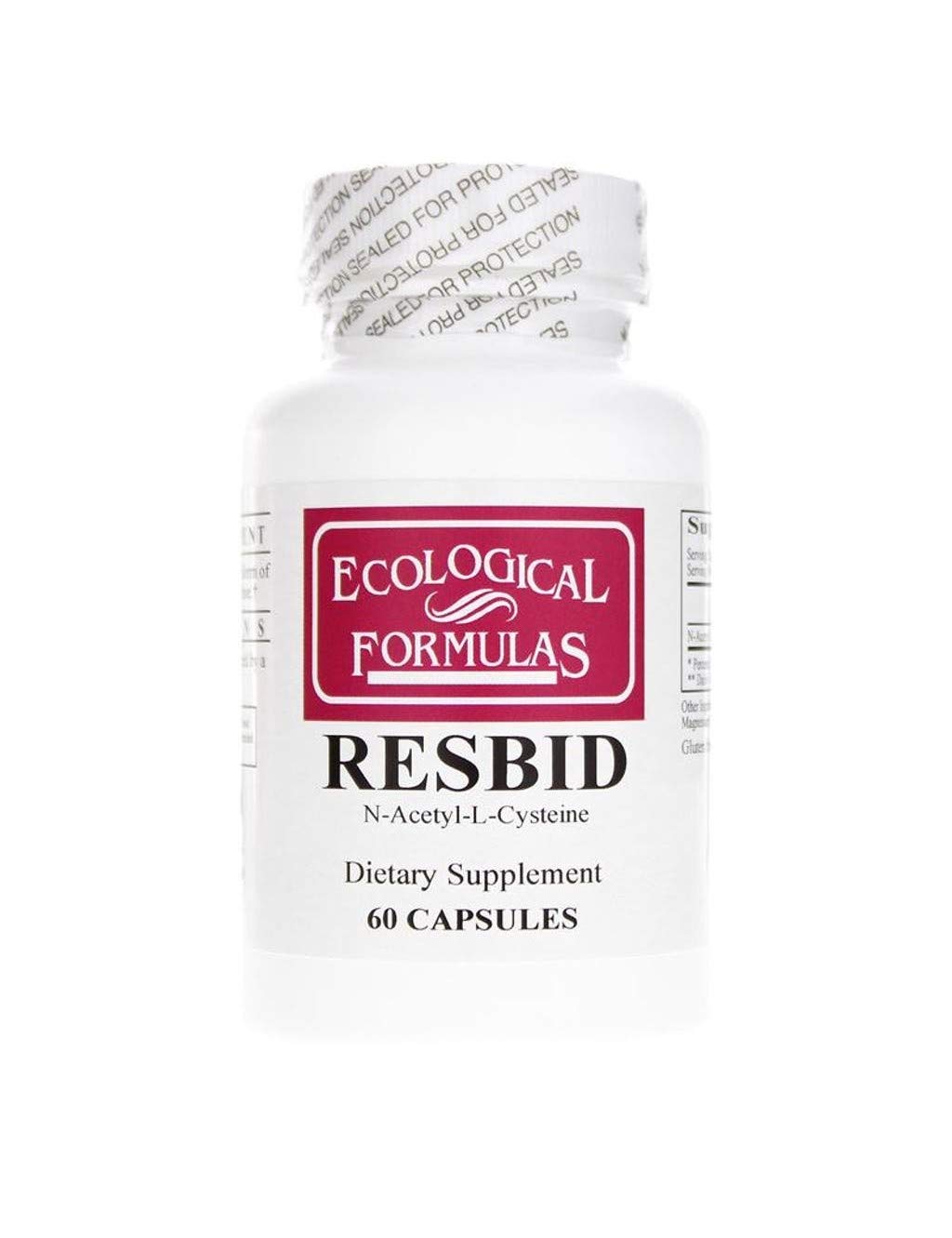 Ecological Formulas Resbid 500 mg, bouteille de capsules, complément potentiellement tolérable par les personnes sensibles